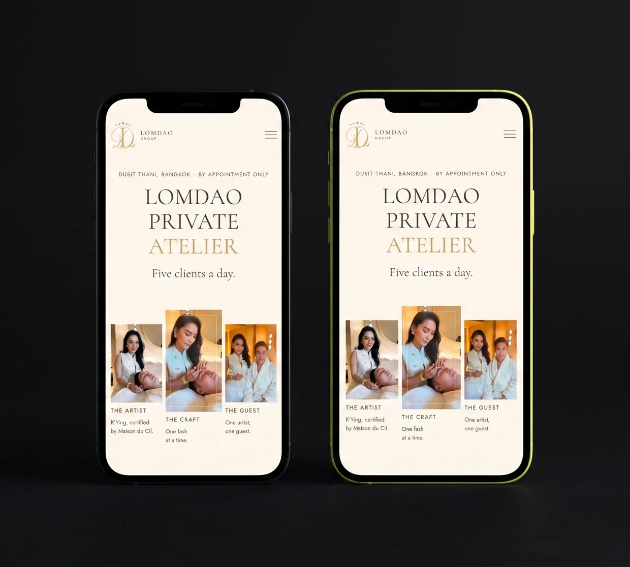 The Lomdao site on a phone, a website redesign example