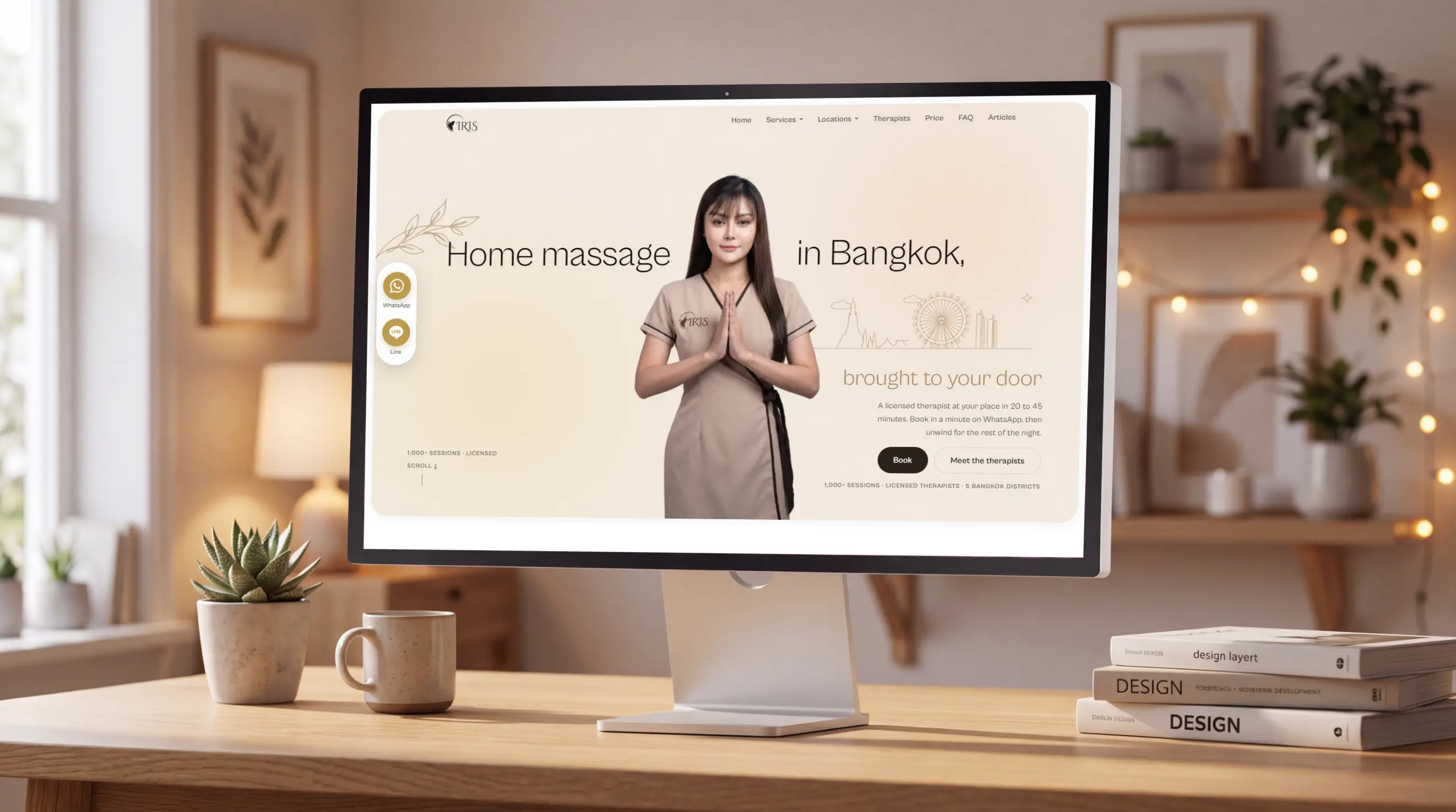 Iris Home Massage booking site, booking page on a phone