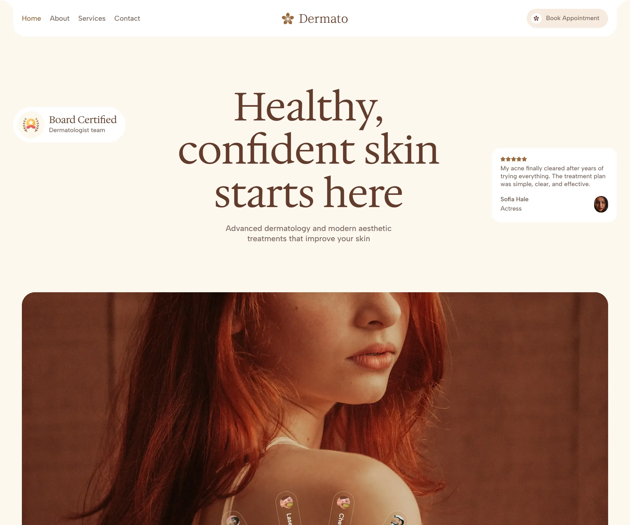 The Dermato home page in full