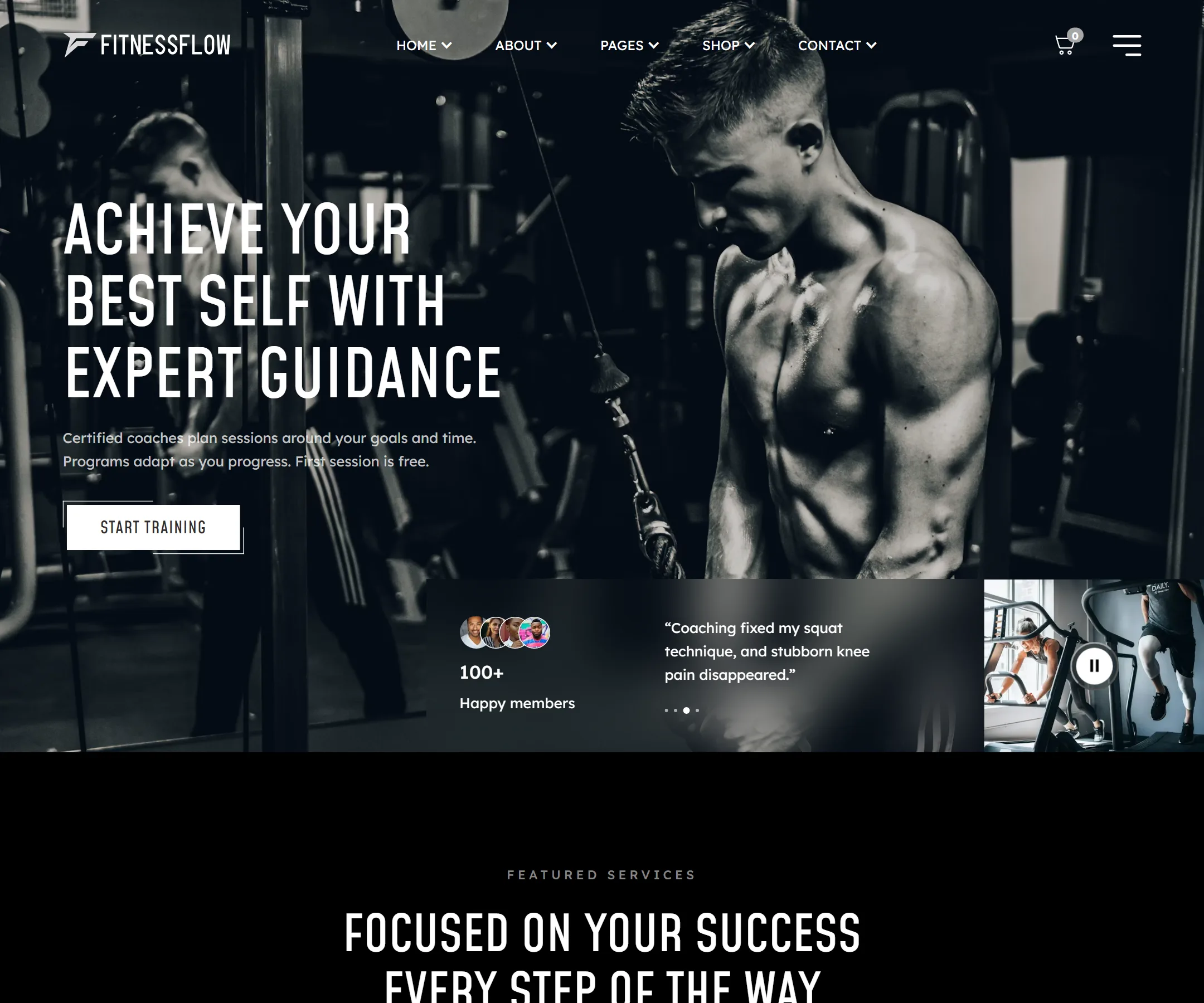 The Fitnessflow home page in full