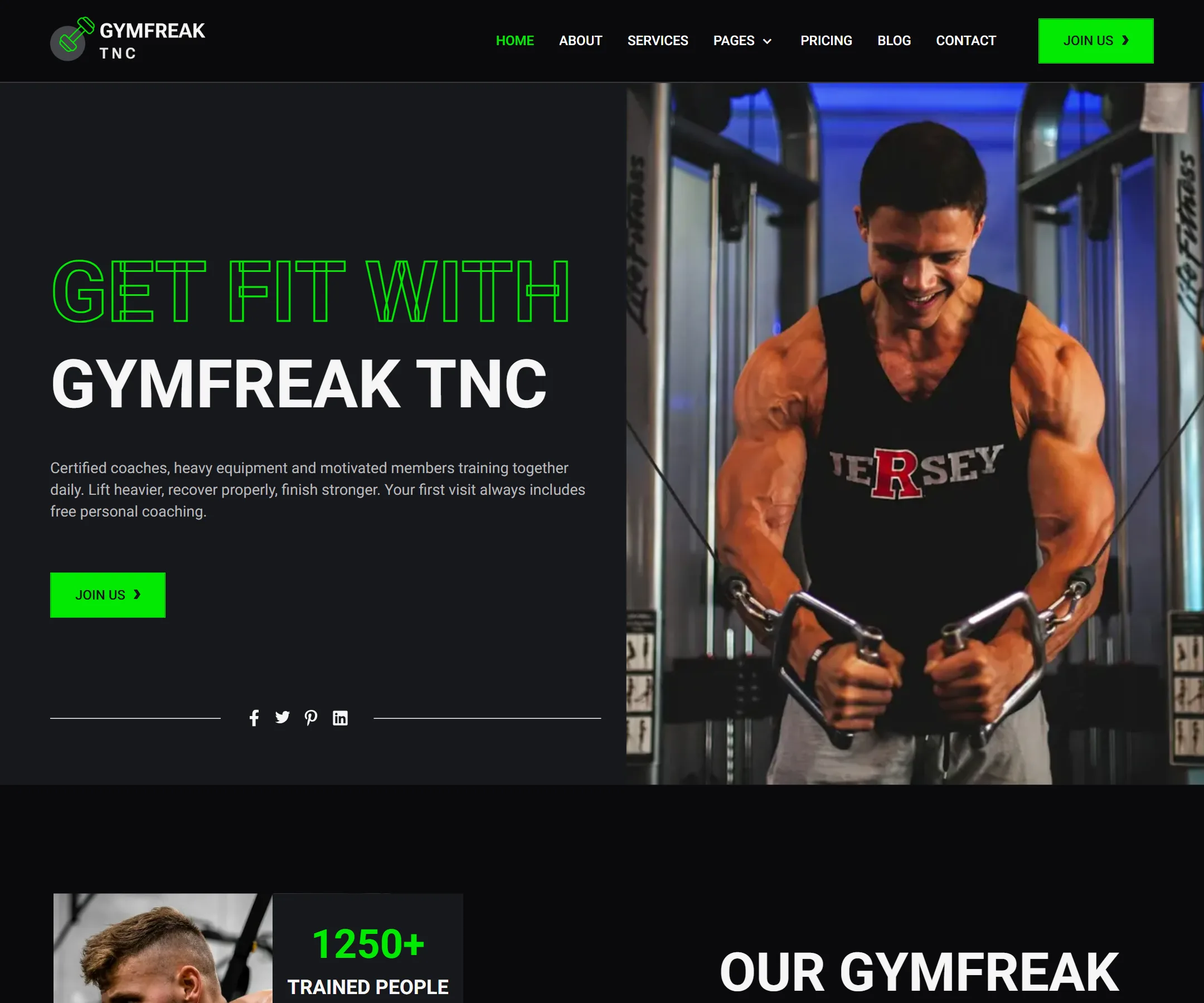หน้าแรกเว็บไซต์ GYMFreak ทั้งหน้า