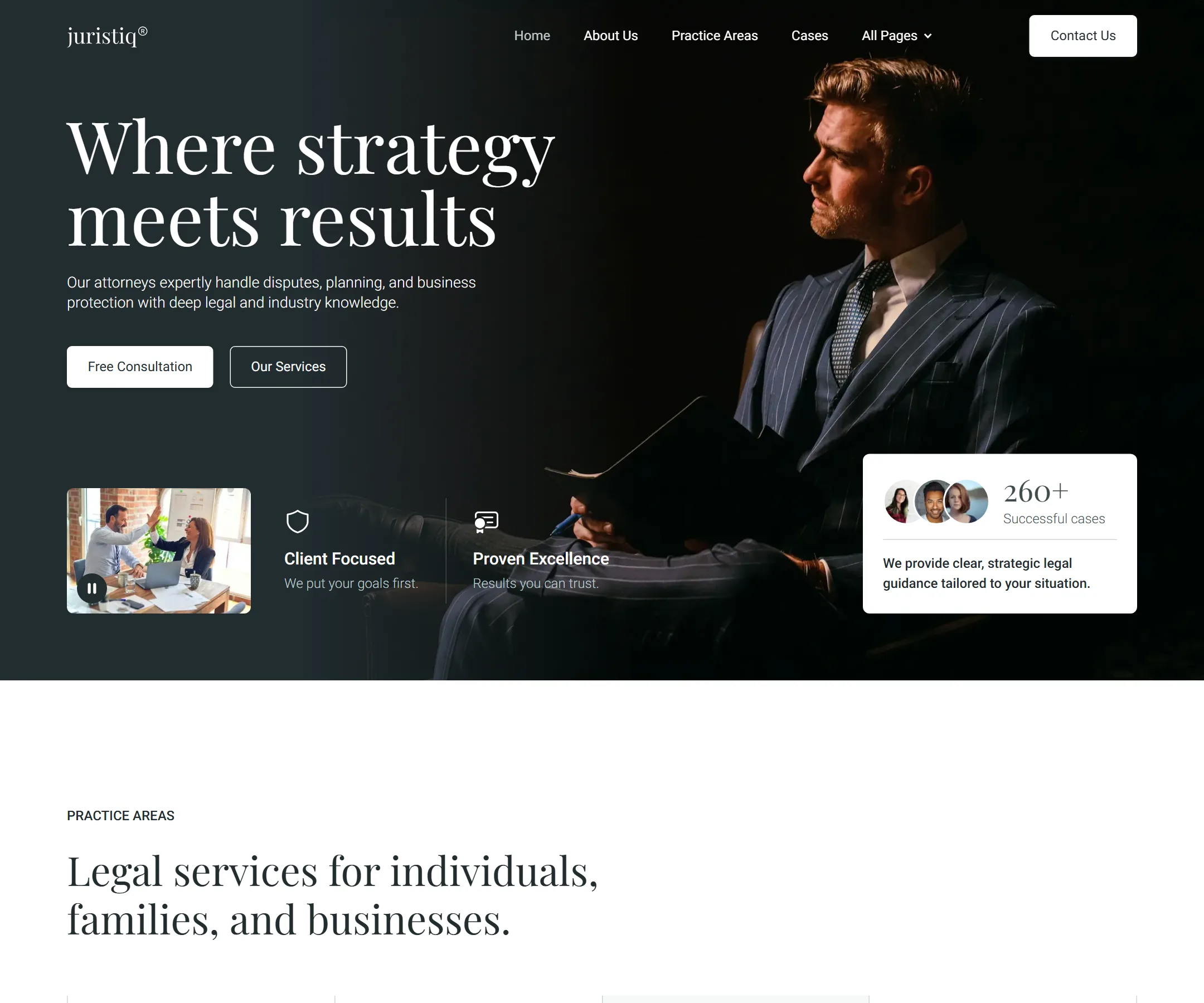 The Juristiq home page in full