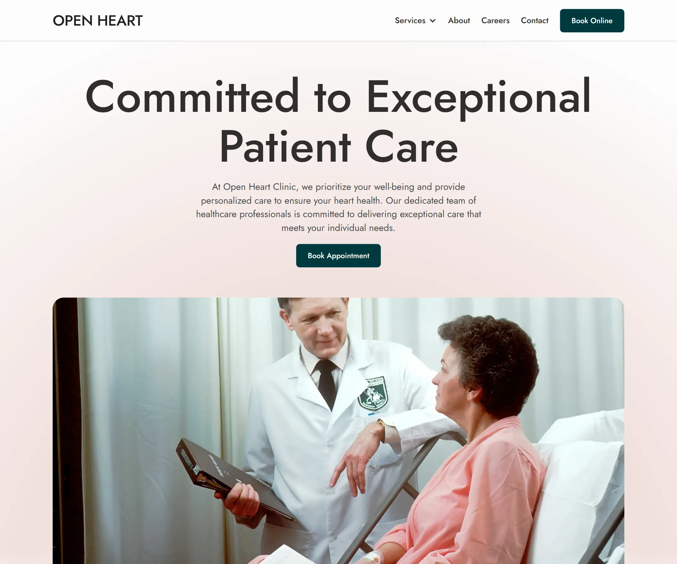 The Open Heart Clinic home page in full