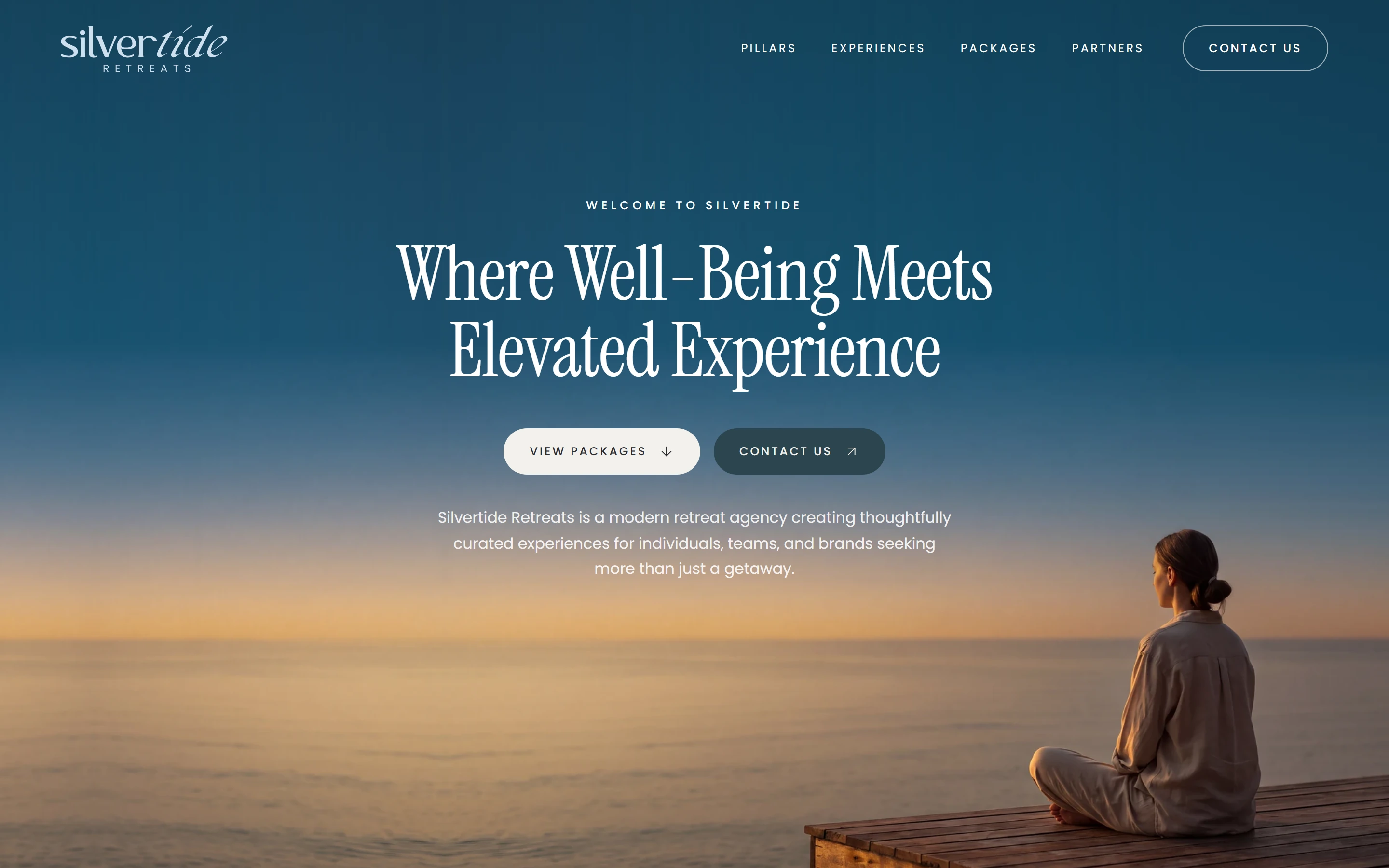 The Silvertide Retreats home page in full