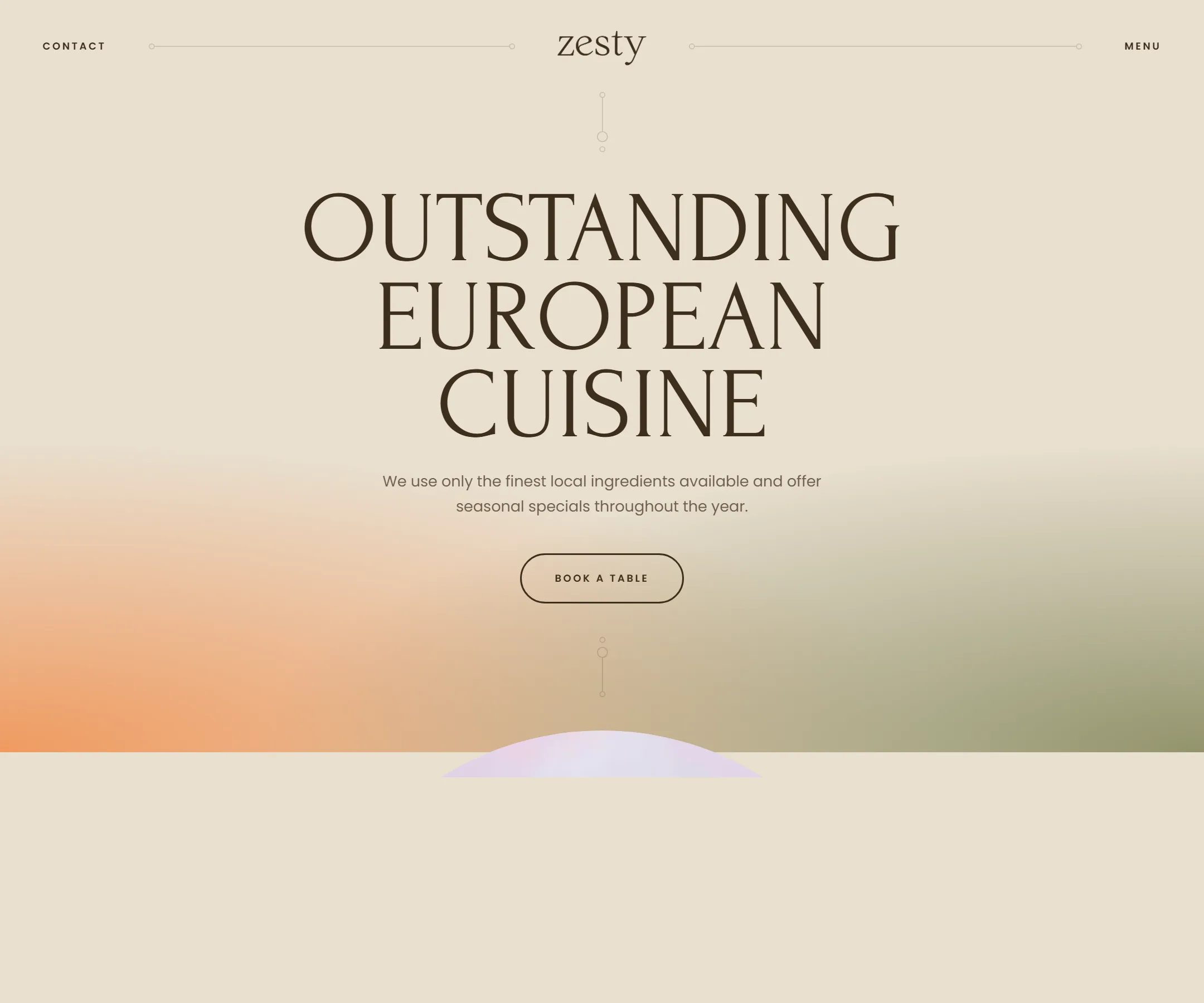 หน้าแรกเว็บไซต์ Zesty ทั้งหน้า